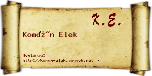 Komán Elek névjegykártya